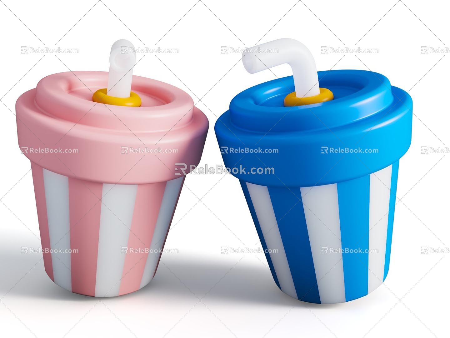 Cartoon Style Suction Cup Cartoon Movie Theme Milk Tea Q Version Milk Tea Cup 3d model