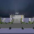 Suning 2022 EIG Stage Setup With Staircase Geometric Decorations Green Plants And Lighting