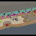 Kids Play Area Featuring Green Lawn Trees Slide Sandpit Red Ladybug Structure and Yellow Toys