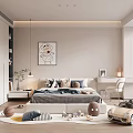 Cozy Modern Kids Bedroom With Toys Bed Desk And Rug