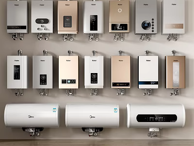 Display Of Various Types Of Water Heaters In Domestic Electric Appliances 3d model