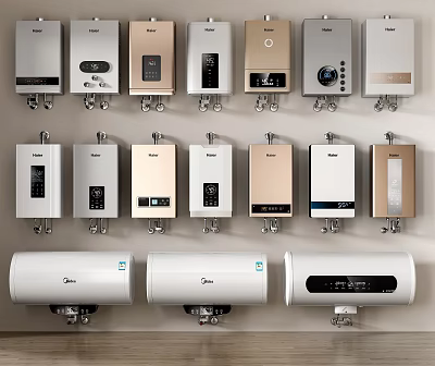 Display Of Various Types Of Water Heaters In Domestic Electric Appliances 3d model