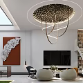 Elegant Modern Basement Interior Design With Skylight Staircase Chandelier And Cozy Furniture