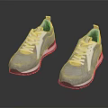 Pair of Gray Sneakers with White Laces and Modern Rubber Sole Casual Style
