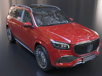 Red Luxury SUV With Chrome Grille LED Headlights And Large Alloy Wheels 3d model