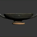 Bronze Bowl With Two Handles Featuring Central Sculpted Face Pattern Design 3d model