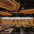 Modern Luxury Bar Interior With Leather Sofas Glass Tables And Unique Chandeliers