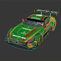 AMG Green Race Car With Colorful Stripes And TANAX TOMATTO Logos