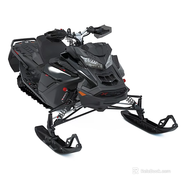 Black Snowmobile With Modern Design And Features 3d model 