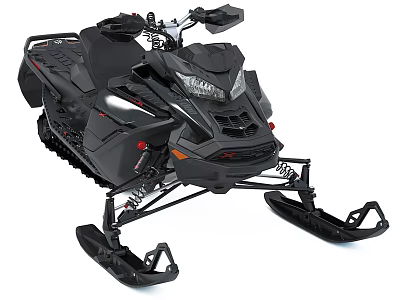 Black Snowmobile With Modern Design And Features 3d model