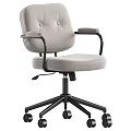 Modern Home Office Desk And Chair Set With Grey Velvet Chair Black Metal Frame And Wheels