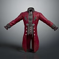 Red Vintage Ornate Coat With Decorative Buttons Collar And Cuffs Design