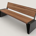 Wooden Slatted Outdoor Bench With Black Metal Frame And Modern Design