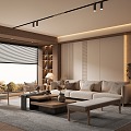 New Chinese Zen Style Home Living Room Song Style Aesthetics Living Room Zen Style Living Room Sofa Coffee Table Combination 3d model