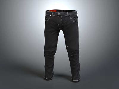 Black Slim Fit Jeans With Belt Loops Pockets And Seam Details For Casual Wear 3d model