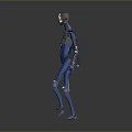 Blue Mechanical Robot Character Design With White Head And Articulated Joints