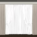 Beige Curtains With White Sheer For Window Over Wooden Floor And High Rise Buildings