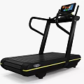 Modern Commercial Treadmill With Digital Display Screen And Black Yellow Design