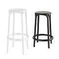Modern Bar Stools With White And Black Round Seat And Metal Legs