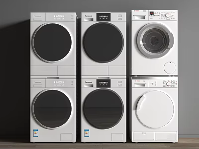 Different Front Load Washing Machines In White And Gray For Home 3d model