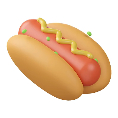 Delicious Hot Dog With Soft Bun Juicy Sausage Yellow Mustard And Green Toppings 3d model