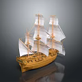 Detailed Wooden Sailboat Model Featuring White Sails And Classic Craftsmanship Design