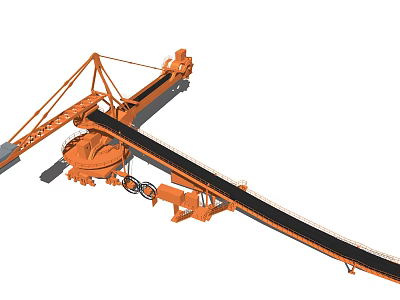 Orange Industrial Conveyor Belt Equipment With Mechanical Structure For Material Handling 3d model