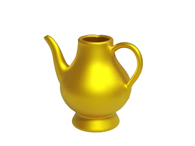 Shiny Golden Teapot With Curved Spout Smooth Handle And Glossy Finish 3d model