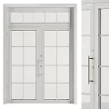 Modern White Double Doors With Glass Panes And Metal Handles Design