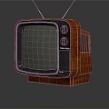 Vintage Television Set With Wooden Case Top Antenna And Retro Classic Design
