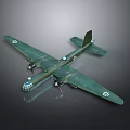 Green Military Airplane Twin Engine Propeller With White Cross Markings On Dark Reflective Surface