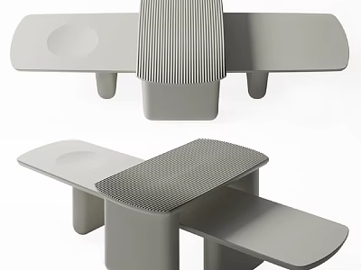 Modern Sofa Coffee Table Set With Minimalist Gray Design And Geometric Smooth Surfaces 3d model