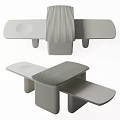 Modern Sofa Coffee Table Set With Minimalist Gray Design And Geometric Smooth Surfaces