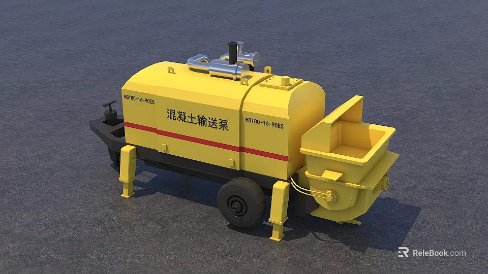 Concrete Pump as Building Component for Construction Site Concrete Transportation with Mobile Design and Hopper 3d model 
