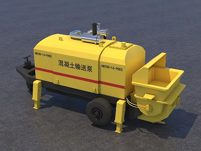 Concrete Pump as Building Component for Construction Site Concrete Transportation with Mobile Design and Hopper 3d model