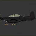 Black Military Trainer Aircraft Model With Transparent Cockpit And Yellow Details On Gray Background