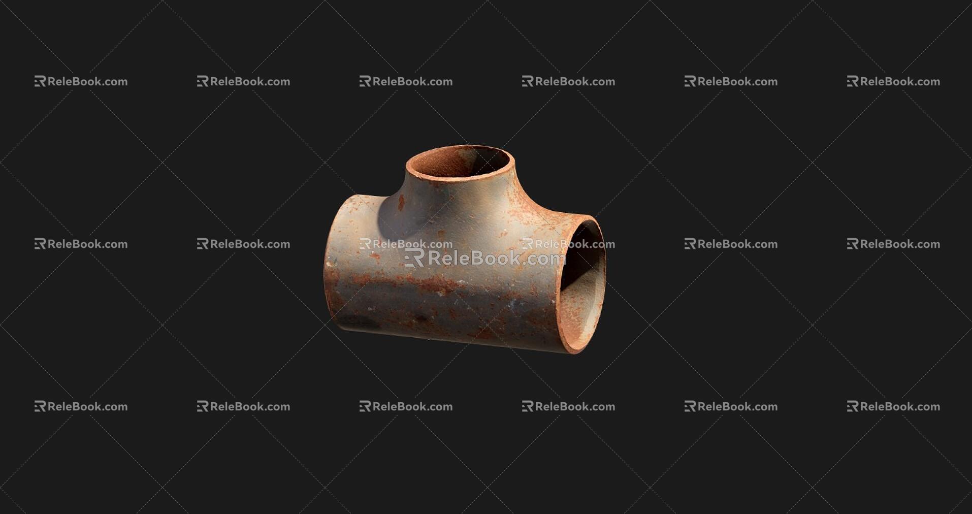 Industrial LOFT Pipe Rust Machine Parts Fittings Metal Tee 3d model