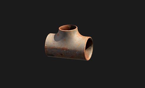 Industrial LOFT Pipe Rust Machine Parts Fittings Metal Tee 3d model