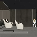 Modern Home Theater Interior With Starry Ceiling Comfortable Seating Large Screen And Astronaut Decor