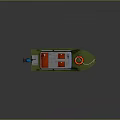 Small Green Boat Design Featuring Red Seats Blue Accents And Orange Lifebuoy