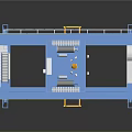 Heavy Duty Blue Gantry Crane With Yellow Hoist And Ladder Platform