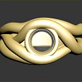 Elegant Gold Ring With Twisted Design And Central White Gemstone Band