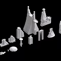 White Futuristic Architecture Models With Various Shapes Tall Towers And Streamlined Domes