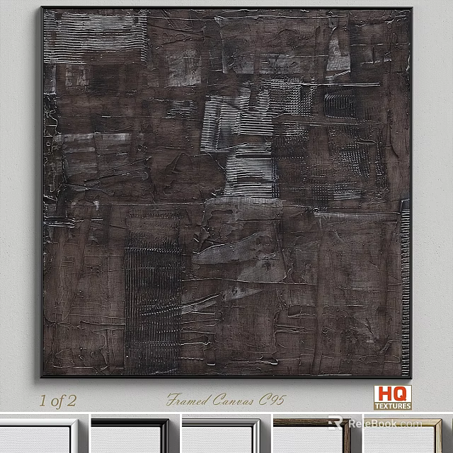 Dark Brown Abstract Art Frame With Textured Lines For Modern Home Wall Decor 3d model 
