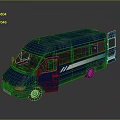 Blue Van With Open Side Door And White Stripe Design On Body