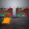 Indoor Skatepark Training Setup With Graffiti Walls Orange Ramp And Red Rails