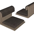 Two Modern Leisure Chairs With Dark Cushions And Wooden Striped Backrests