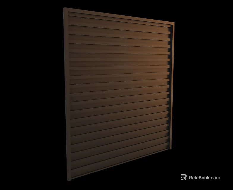 Simple Wooden Horizontal Slatted Panel In Brown With Vertical Structure For Interior Decoration 3d model 