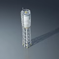 Hinged Door On Industrial Water Tower With Metal Frame And Ladder Structure