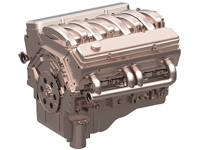 High Performance Metal Engine with Multi Cylinder Design and Mechanical Parts 3d model